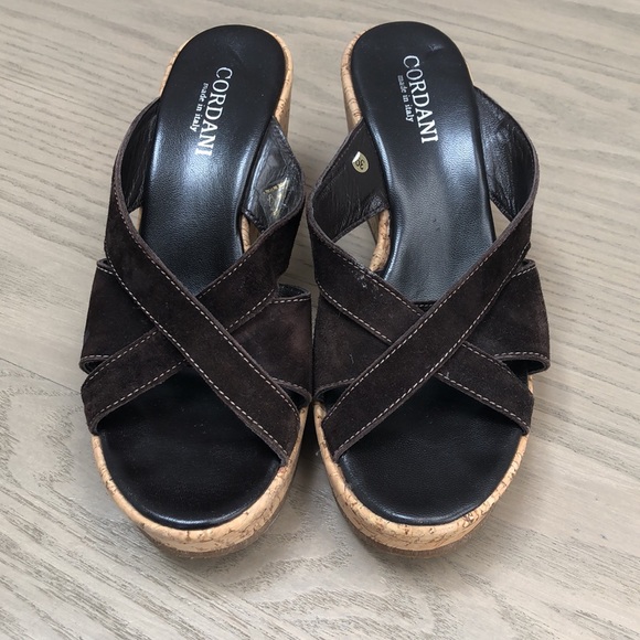 Cordani Brown Wedge Sandals - Picture 3 of 4